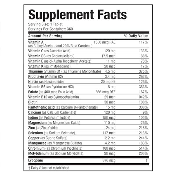 Bronson ONE Daily Mens 50+ Complete Multivitamin Multimineral, 360 Tablets