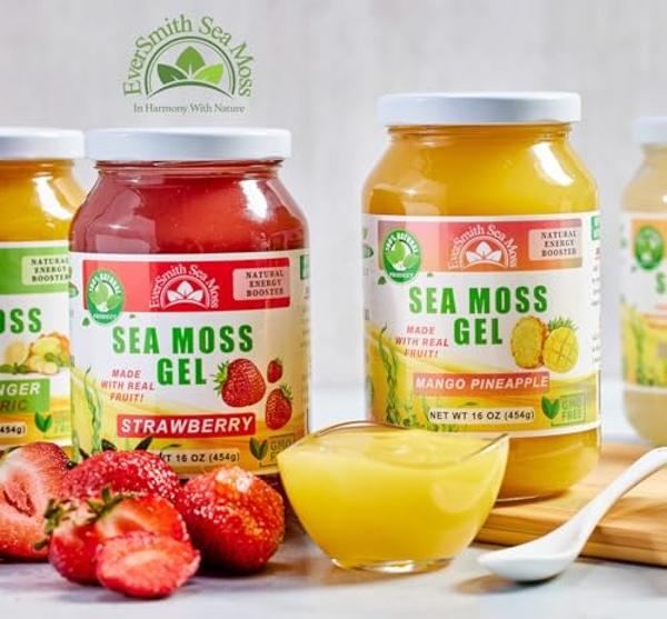 EverSmith Organics - Wildcrafted Irish Sea Moss Gel | Made in USA | Rich in Vitamins & Minerals | Sea Moss Gel Raw | Nutritional Supplement | Lemon Ginger (16 oz)