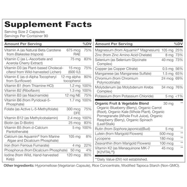NATURELO Teen Multivitamin - Whole Food Multivitamin - with Minerals for Teenage Boys & Girls - Supplement for Active Kids - Non-GMO - Vegan & Vegetarian - 180 Capsules