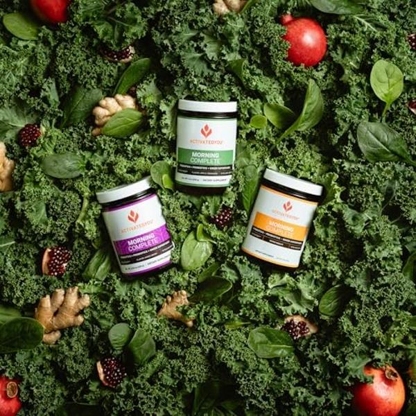 ACTIVATEDYOU Morning Complete Daily Wellness Greens Superfood Drink Mix for Gut Health w/Prebiotics, Probiotics, Antioxidants, Green Superfoods, 10 Billion CFUs, 30 Servings (Apple
