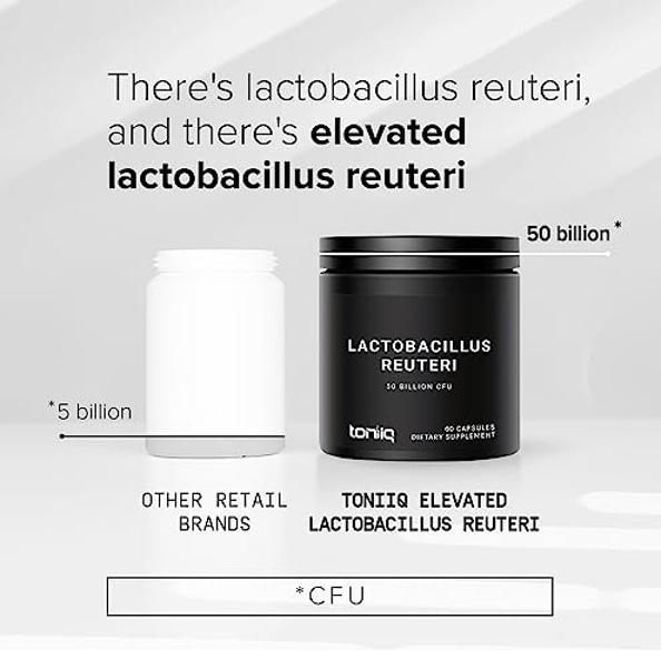 Toniiq 50 Billion CFU Lactobacillus Reuteri Probiotic 50mg per Serving - L Reuteri Probiotics - Highest CFU Count Lactobacillus Reuteri Probiotic - 60 Vegetarian Capsules - 60 Serv