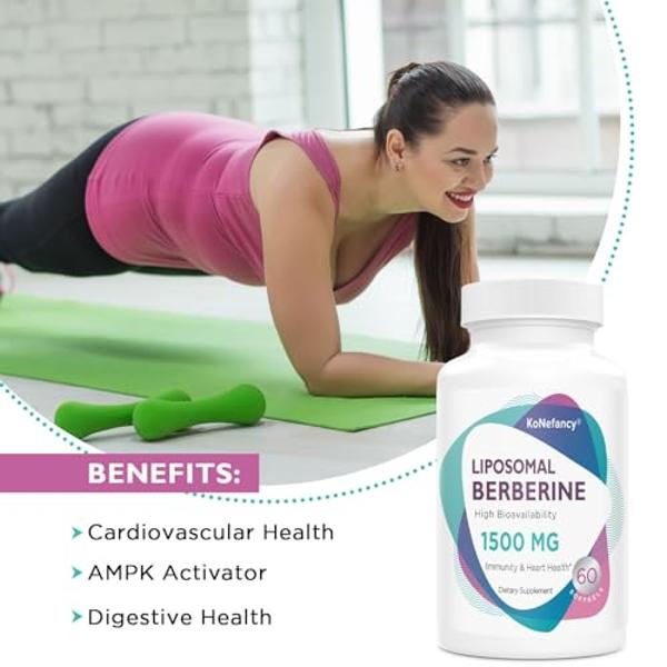 Berberine HCL Supplement 1500mg - Third Party Tested, High Bioavailability Liposomal Berberine Capsules for Women and Men, AMPK Activator