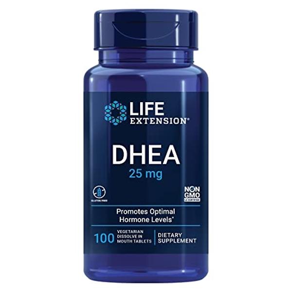 Life Extension DHEA 25 mg – For Hormone Balance, Immune Support, Sexual Health and Anti-Aging - Supports Memory & Mood - Non-GMO, Gluten-Free, Vegetarian - 100 Dissolve-In-Mouth Ta