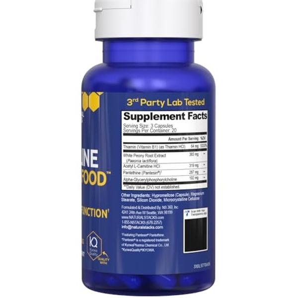 Acetylcholine Brain Food - Acetyl L-Carnitine & Alpha GPC Supplement - Supports Production of Acetylcholine - Neurotransmitter Supplement for Cognitive Function - 60 Capsules