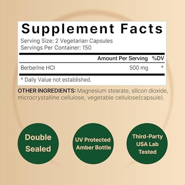 NatureBell Berberine Supplement 500mg | 300 Veggie Capsules, 97% Pure Berberine HCL – 5:1 Root Extract – Plant Based, Vegan, Non-GMO