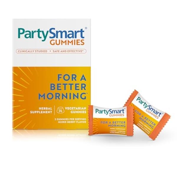 Himalaya PartySmart Gummies, 2 Gummies for a Better Morning, Liver Support, Better Morning After Drinking, Plant-Based, Vegan, Gluten Free, No Artificial Colors, 14 Gummies, 250 mg