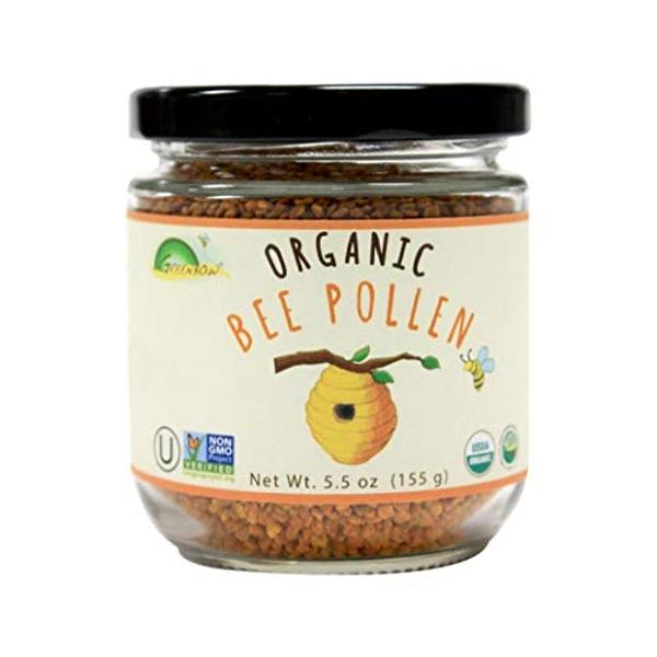 Greenbow Organic Bee Pollen - 100% USDA Certified Organic, Non-GMO, Halal, Kosher Certified, Pure & Natural Bee Pollen - Superfood Packed with Proteins, Vitamins & Minerals - Glute