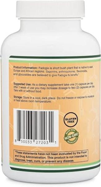 Fadogia Agrestis 600mg Per Serving (180 Capsules) Powerful Extract to Support Athletic Performance (Third Party Tested, Non-GMO, Vegan, Gluten Free) by Double Wood