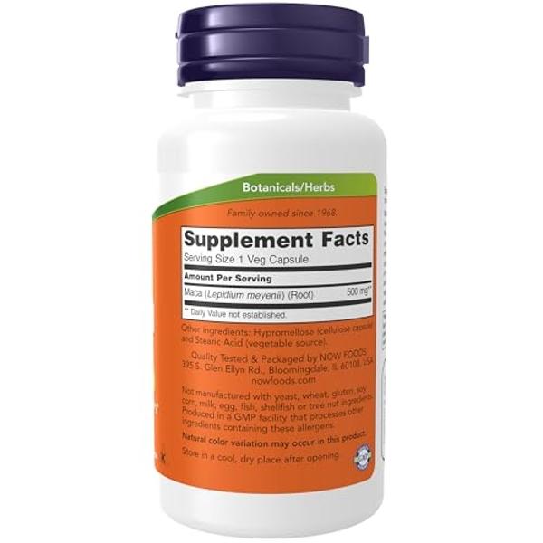 NOW Foods Supplements, Maca (Lepidium meyenii) 500 mg, For Men and Women, Reproductive Health*, 100 Veg Capsules