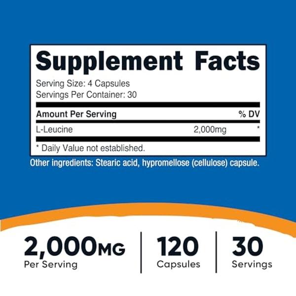 Nutricost L-Leucine 2,000mg, 120 Vegetarian Capsules, Non-GMO, Gluten Free, 30 Servings