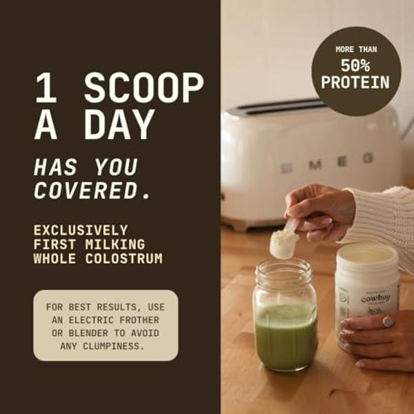COWBOY COLOSTRUM Powder - Bovine Colostrum Powder for Women & Men - First Day Milking Whole Colostrum - Grass Fed Colostrum Supplement for Gut Health, Immunity, Skin & Hair (Unflav