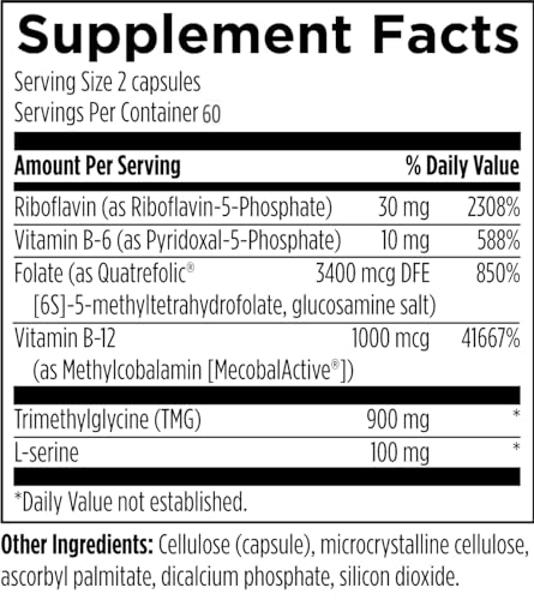 Designs for Health Homocysteine Supreme - Methylated B Vitamins with Riboflavin, B6, B12, Folate, L-Serine & TMG for Brain Support & Heart Health - Methylated Multivitamin (120 Cap