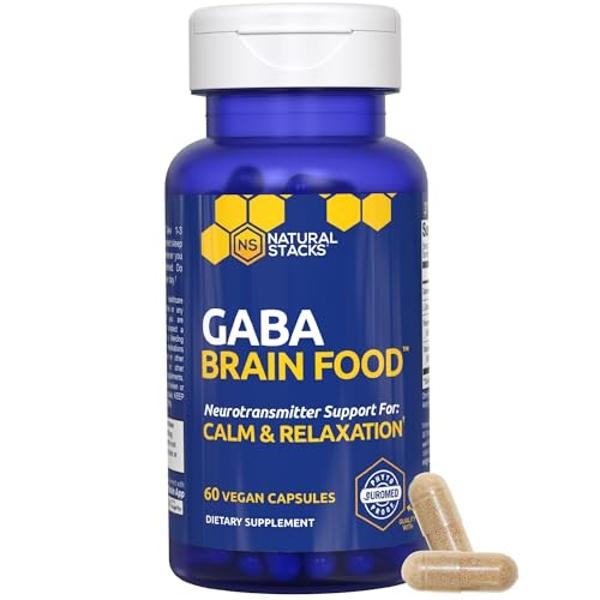 GABA Brain Food - GABA Supplement with L-Citrulline & Grape Seed Extract - Supports Calm & Relaxation - Nighttime Sleep Aid - Supports Production of Gamma Aminobutyric Acid - 60 L-