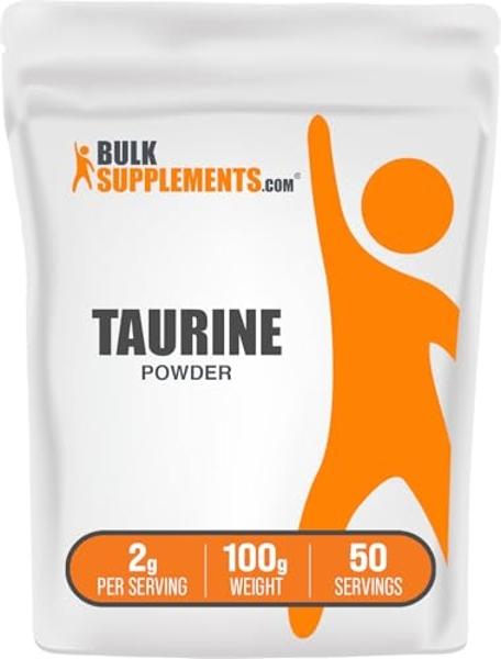 BulkSupplements.com Taurine Powder - Taurine Supplement, Amino Acid Supplement for Energy - Unflavored & Gluten Free, 2g per Serving, 100g (3.5 oz) (Pack of 1)