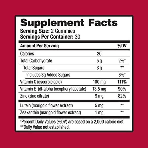 Ocuvite Vitamin & Mineral Supplement for Eye Health Adult Gummies, Contains Lutein & Zeaxanthin, Mixed fruit, 60 Count