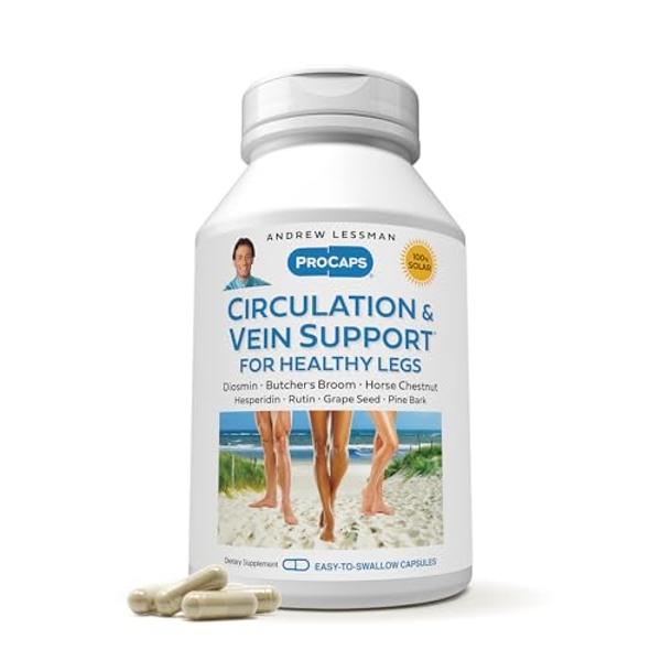 ANDREW LESSMAN Circulation, Vein Support for Healthy Legs 60 Capsules - High Bioactivity Diosmin, Butcher's Broom, Visibly Reduces Swelling and Discomfort in Feet, Ankles, Calves, 
