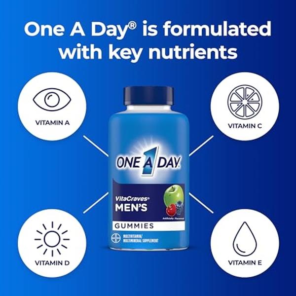 One A Day Men’s Multivitamin Gummies, Multivitamin for Men with Vitamin A, C, D, E, Calcium & More To Support Healthy Muscle Function, Gummies, 80 Count