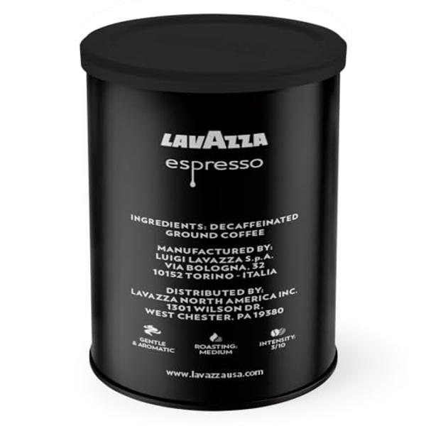 Lavazza Decaf Ground Espresso, Medium Roast, 8-Oz Cans (4 Pack) - Authentic Italian, Non GMO, Sweet & Fruity - Packaging May Vary