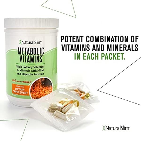 NaturalSlim Metabolic Vitamins - Combination of High Potency Multivitamins, Minerals, B Complex, Msm, & Digestive Formula Supplements for Men & Women - Energy & Metabolism Support 