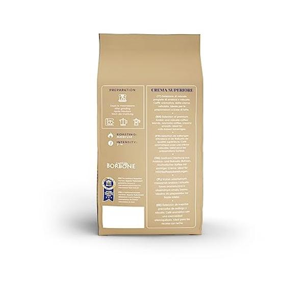 Caffe Borbone Whole Bean Coffee, Medium Roast Arabica and Robusta Blend, Crema Superiore, Rich and Smooth Italian Coffee, 2.2 lb Bag