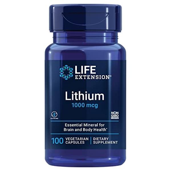 Life Extension Lithium 1000 mcg - for Brain Health, Anti-Aging & Longevity - Memory & Cognition, Mood Support Supplement -Once Daily - Gluten-Free, Non-GMO - 100 Count