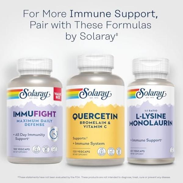 SOLARAY Quercetin with Bromelain and Vitamin C - Immune Support Supplement - Antioxidant and Heart Health Complex with Quercetin 500mg and 1235mg VIT C - Vegan, 60-Day Guarantee, 6