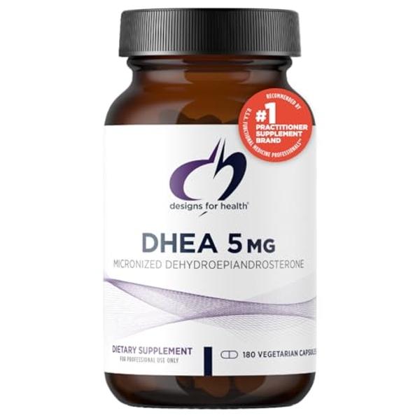 Designs for Health DHEA 5mg - DHEA Supplement for Men + Women - Supplement to Help Support Healthy Aging, Muscle Integrity, Energy + Hormonal Synthesis - Non-GMO (180 Capsules)