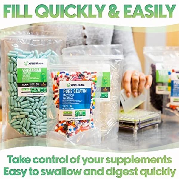 XPRS Nutra Size 00 Empty Capsules - 500 Count Empty Gelatin Capsules - Pills DIY Capsule Filling - Fillable Pill Gel Caps for Do-It-Yourself Supplements (Purple)