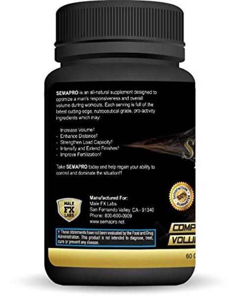 SEMAPRO - Extreme Semen Volumizer and Male Energy Formula - All Natural Endurance, Stamina & Health