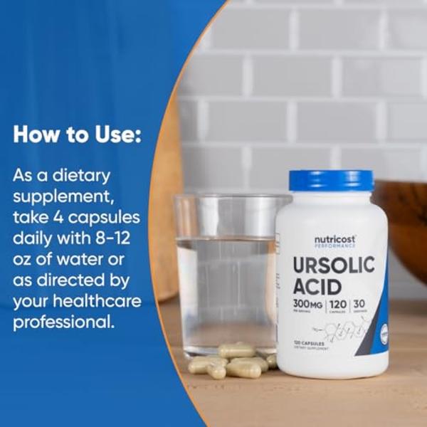 Nutricost Ursolic Acid 300mg, 120 Capsules - Vegetarian, Non GMO, Gluten Free, Soy Free