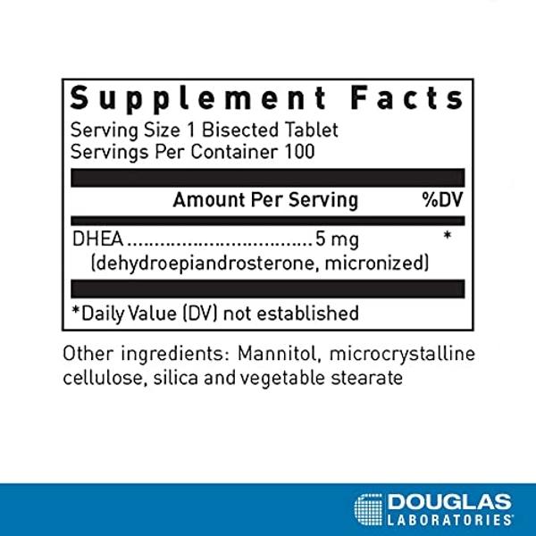 Douglas Laboratories DHEA 5 mg Dissolvable Tablets - Supports Hormone Balance, Immunity, Brain, Bone Health & Metabolism* - Non-GMO - 100 Tablets