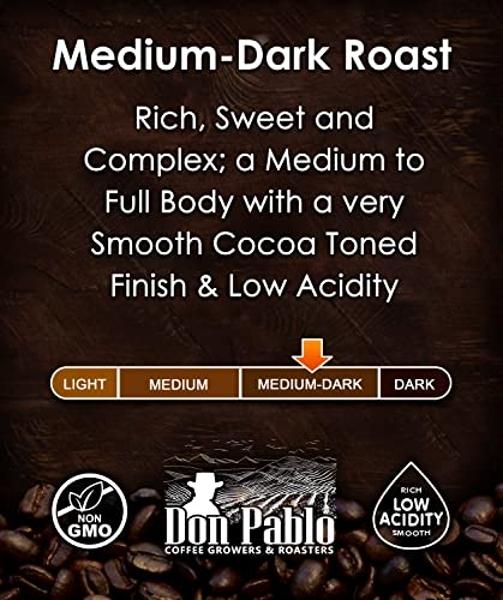 2LB Don Pablo Gourmet Coffee - Signature Blend - Medium Dark Roast - Whole Bean Coffee - 100% Arabica Beans - Low Acidity and Non-GMO - 2lb bag
