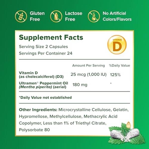IBgard With Vitamin D, Peppermint Oil Capsules, Supports Immune and GI Health, 48 Capsules