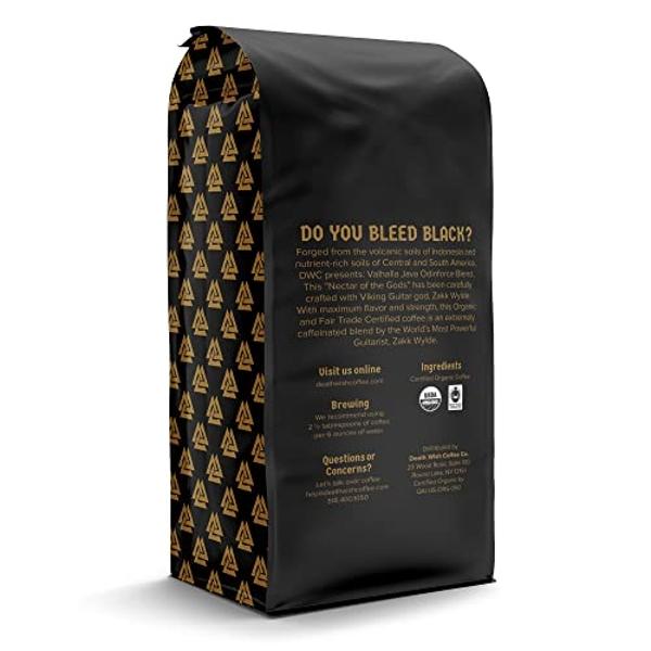 Death Wish Coffee, Valhalla Java Odinforce Blend - Whole Bean Dark Roast - Extra Kick of Caffeine - Arabica & Robusta Coffee Beans - 12 Ounce (Pack of 1)
