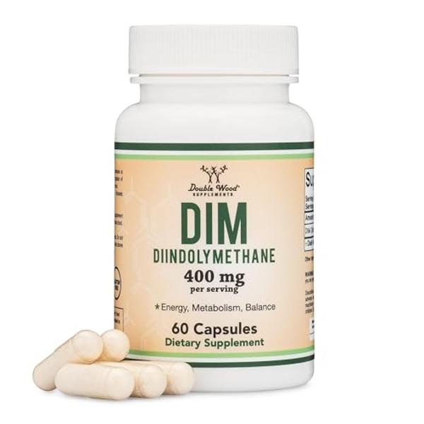 DIM Supplement for Women and Men (Diindolylmethane Estrogen Blocking Supplement, Hormonal Acne Treatment, Hormone Balance for Women) 400mg Servings, 200mg Per Capsule, 60 Capsules 