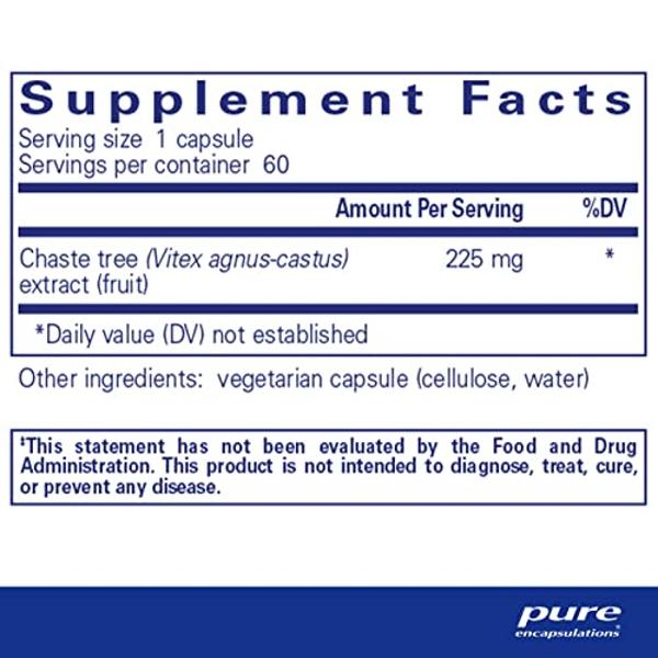 Pure Encapsulations Chaste Tree (Vitex) - Supports Menstrual Cycle Regularity - for Breast Comfort* - Women's Supplement - Hormonal Balance Support - Non-GMO & Vegan - 60 Capsules