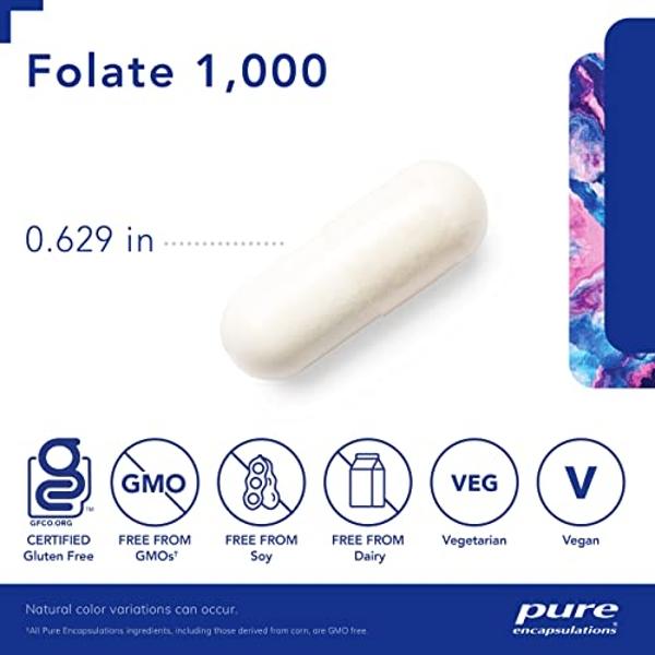 Pure Encapsulations Folate 1000 - Metafolin L-5-MTHF - Heart Health Supplement* - Folate Supplement - Non-GMO & Gluten Free - 90 Capsules