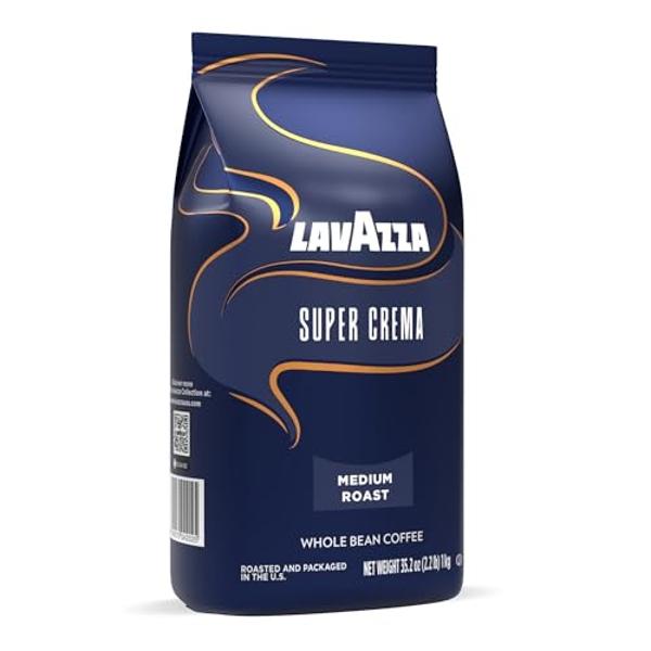 Lavazza Super Crema Whole Bean Coffee, Medium Espresso Roast, Arabica and Robusta Blend, 2.2 lb Bag, Package May Vary (Pack of 1)