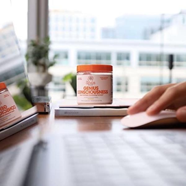 Genius Consciousness, Super Nootropic Brain Supplement Powder, Mango - Boost Focus, Cognitive Function, Concentration & Memory Booster - Alpha GPC & Lions Mane Mushroom for Neuro E