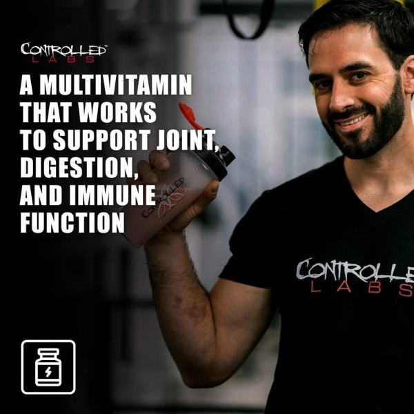 CONTROLLED LABS Orange Triad Daily Multivitamin, Iron Free Sports Supplement for Workout, Digestion, Immune, and Joints, 30 serv Muscle Building and Recovery Tablets