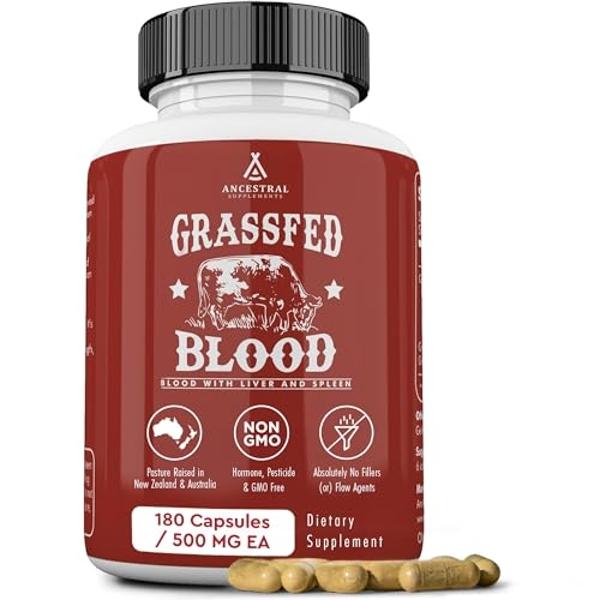 Ancestral Supplements Grass Fed Blood is Blood, Liver & Spleen Formula, 500mg, Grass Fed Beef Supplement, Red & White Blood Cell Formation, Immune and Heart Health Support, Non GMO