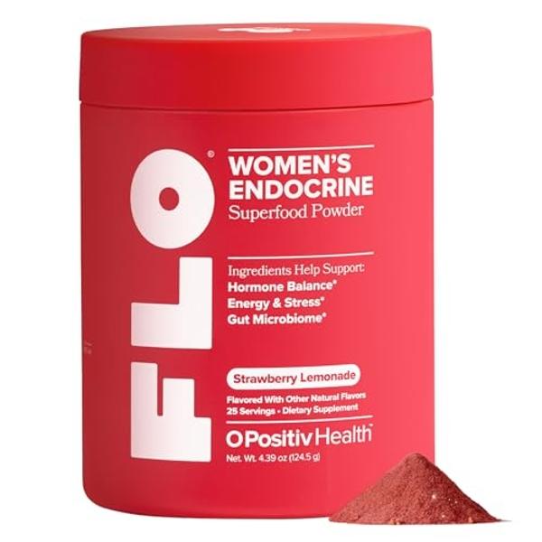 O Positiv FLO Women’s Endocrine Superfood Powder – Supports Healthy Cortisol Levels, Hormonal Balance, Thyroid & Gut Health – Multivitamin Plus Rhodiola, DIM, Myo-Inositols, Red Su
