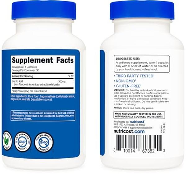 Nutricost Ursolic Acid 300mg, 120 Capsules - Vegetarian, Non GMO, Gluten Free, Soy Free