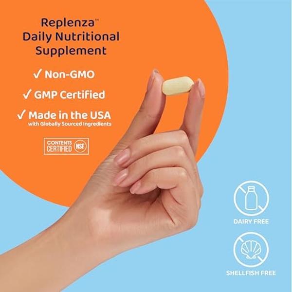Replenza Daily GLP-1 Nutritional Support Supplement, Essential Vitamins and Minerals, Support for Gut Health, Stress and Cellular Energy – 60 Tablets