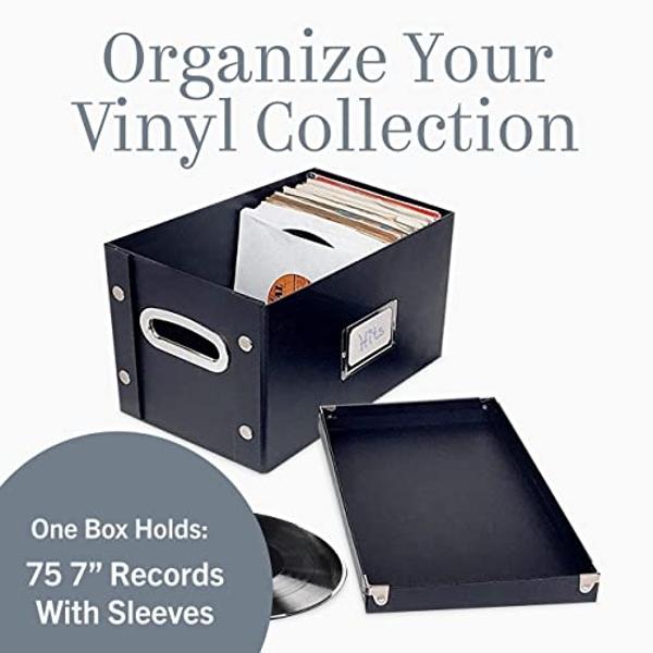 Snap-N-Store Vinyl 45 Record Box, for 45 RPM Vinyl Storage, 8.25 x 7.5 x 14.5 Inches, Black, SNS02079, 7 inch- 1 pack