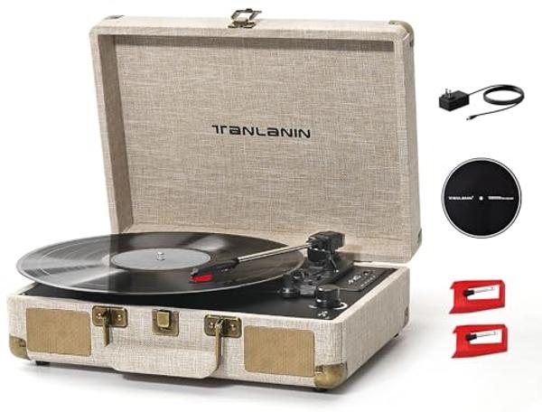 Vinyl Record Player with External Bookshelf Speakers, 33-1/3 45 78 RPM Vintage Bluetooth Stereo Turntable for Vinyl Records,Belt-Driven System,Dust Cover,Auto-Stop, Support AUX-in,
