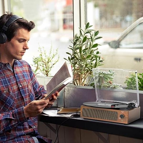 Victrola Metropolitan Mid Century 4-in-1 Bluetooth Record Player & Multimedia Center with Built-in Speakers - 3-Speed Turntable, AM/FM Radio, Wireless Music Streaming | Grey