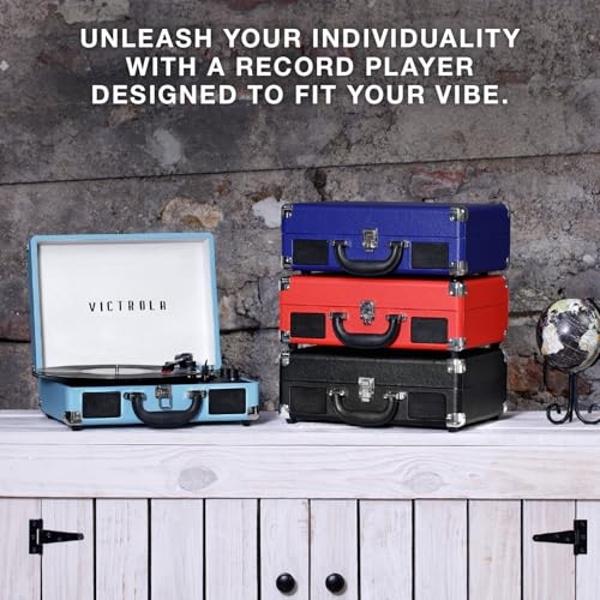 Victrola Metropolitan Mid Century 4-in-1 Bluetooth Record Player & Multimedia Center with Built-in Speakers - 3-Speed Turntable, AM/FM Radio, Wireless Music Streaming | Grey