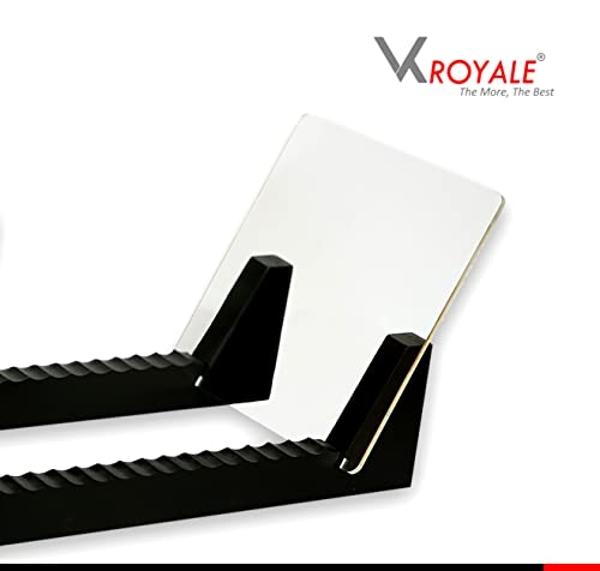 Vk Royal Vinyl Records Storage Holder Display Stand – 12” inch Holds Up to 50 Turntable LP's Records Albums – Wood Stand, Rubber Grip pad and Clear Acrylic Ends – Vinyl Record Stor