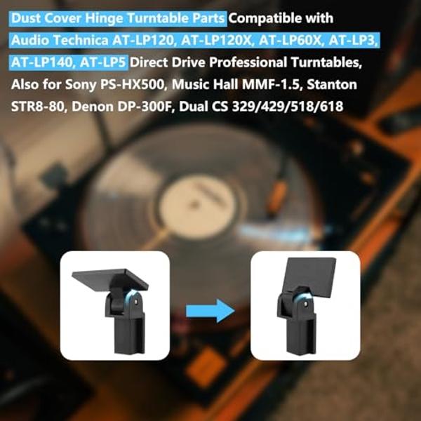 Sxkxm Dust Cover Hinge Compatible with Audio Technica Models AT-PL120, AT-LP120-USB, AT-LP60X, at-LP5. Also Fit for Sony Models PS-HX500, Dual CS 429, Turntable Dust Cover Hinge Re